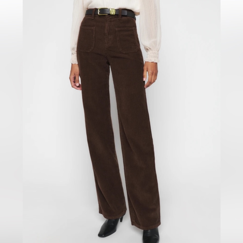 Reformation Alyssa high waist wide leg brown corduroy pants waist 23 BNWT